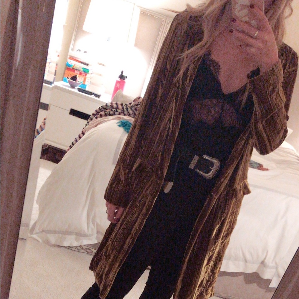 Zara gold velvet coat with pockets